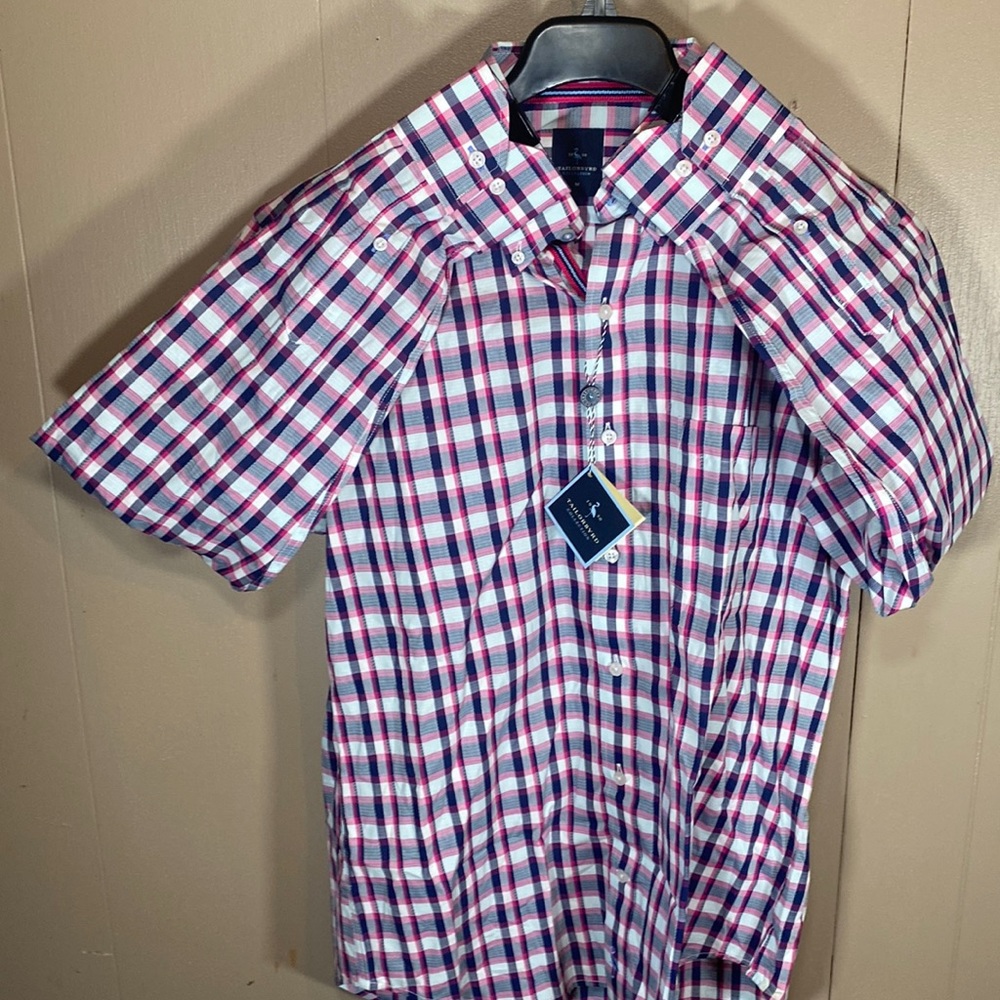 Tailorbyrd Collection Medium Indigo/Pink/White Patterned Dress Shirt